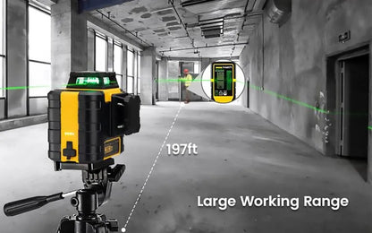 Zelfnivellerende Laser – Laserlijnmeter – Laser Waterpas – Meetlaser – 3x 360° Lijnen – Groen Licht – IP54 Spatwaterdicht – 18 Uur Batterijduur