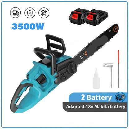 Kettingzaag - Handzaag - Snoeizaag - Takkenzaag - Draadloze - Brushless Motor - 16 Inch - 3500W - 18V - Tuin Gereedschap - Houtbewerking en Boomverzorging - 2 Accu