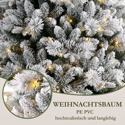 Kunstkerstboom – Kerstboom – Nepboom – Sneeuwboom – LED Kerstboom – 180 cm – Warm Witte LED Verlichting – Realistisch Met Metalen Standaard - QUORE