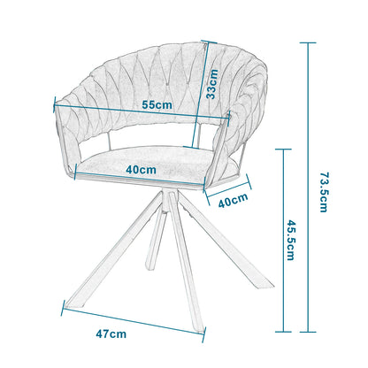 Draaibare Eetkamerstoelen - Moderne Fluwelen - Gestoffeerde Stoelen met Armleuning - Gewatteerd Comfort - Stoelen voor Keuken - Woonkamer of Slaapkamer - Set van 2 - Donkergrijs