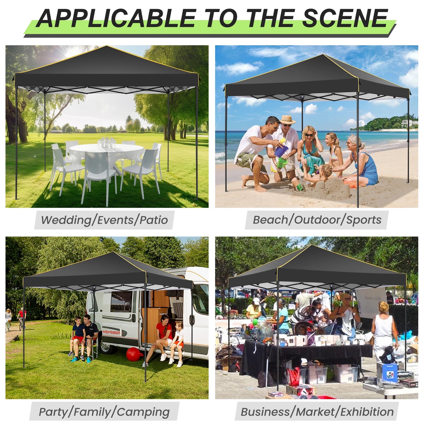 Tuinpaviljoen – Tuinkamer – Tuinoverkapping – Pop-Up Tent – 3x3 Meter – Waterdicht – UV-Bescherming - Zwart