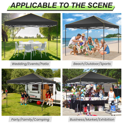 Opvouwbare Luifeltent – Tuin Tent – Partytent – Schaduwdoek – 3x3 Meter – Waterdicht Oxford Doek – Verstelbare Zijwanden - Zwart - QUORE