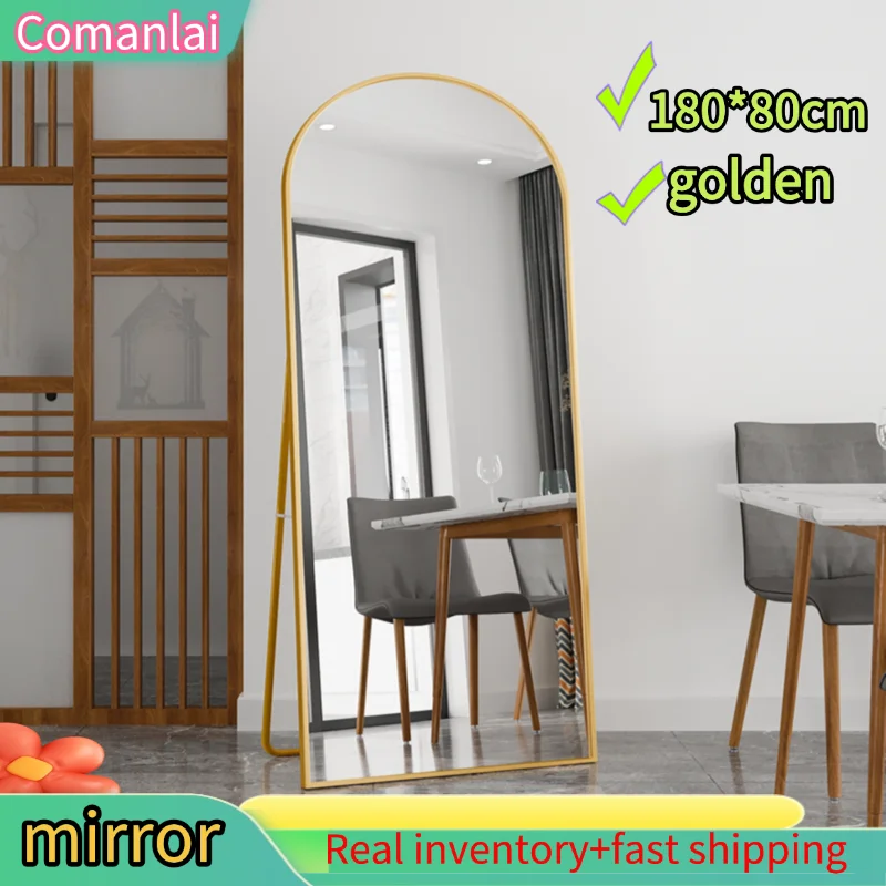 Comanlai 180 x 80 cm Full Length Mirror,Standing Mirror,Floor Mirror Hanging,Standing or Leaning,for Bedroom, Living Room,Golden - QUORE