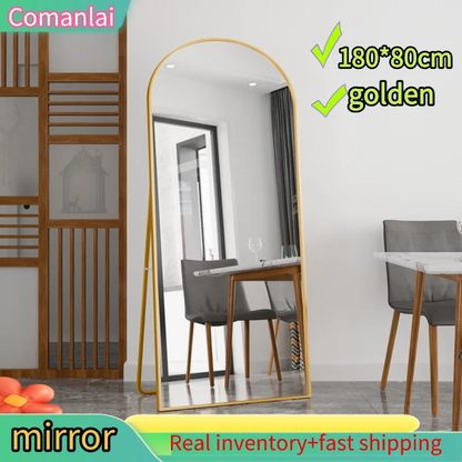 Comanlai 180 x 80 cm Full Length Mirror,Standing Mirror,Floor Mirror Hanging,Standing or Leaning,for Bedroom, Living Room,Golden - QUORE