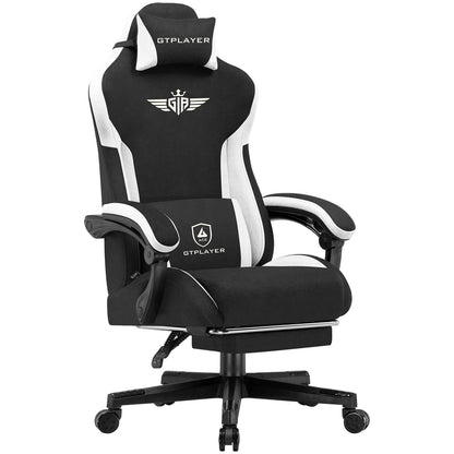 Gamingstoel – Gamestoel – Gaming Chair – Game Stoel – Bureaustoel – Ergonomisch Design – Ademend Stof – Verstelbare Rugleuning 165° – Uitklapbare Voetensteun – Max 150 kg