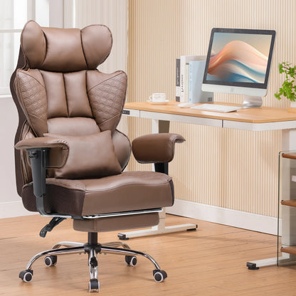 Gaming Stoel - Bureaustoel - Gamestoel - Ergonomische Bureaustoelen - Verstelbare Armleuningen & Pocket Spring Lendensteun – Bruin