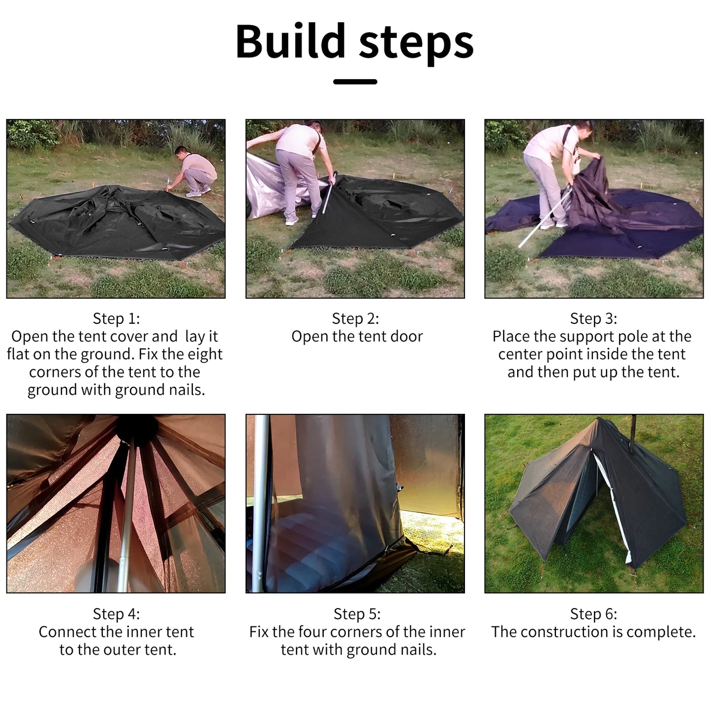 Ultralichte Tipi Tent met Schoorsteen & Dubbele Laag - 1 Persoons - Bushcraft Hot Tent voor 3 Seizoenen
