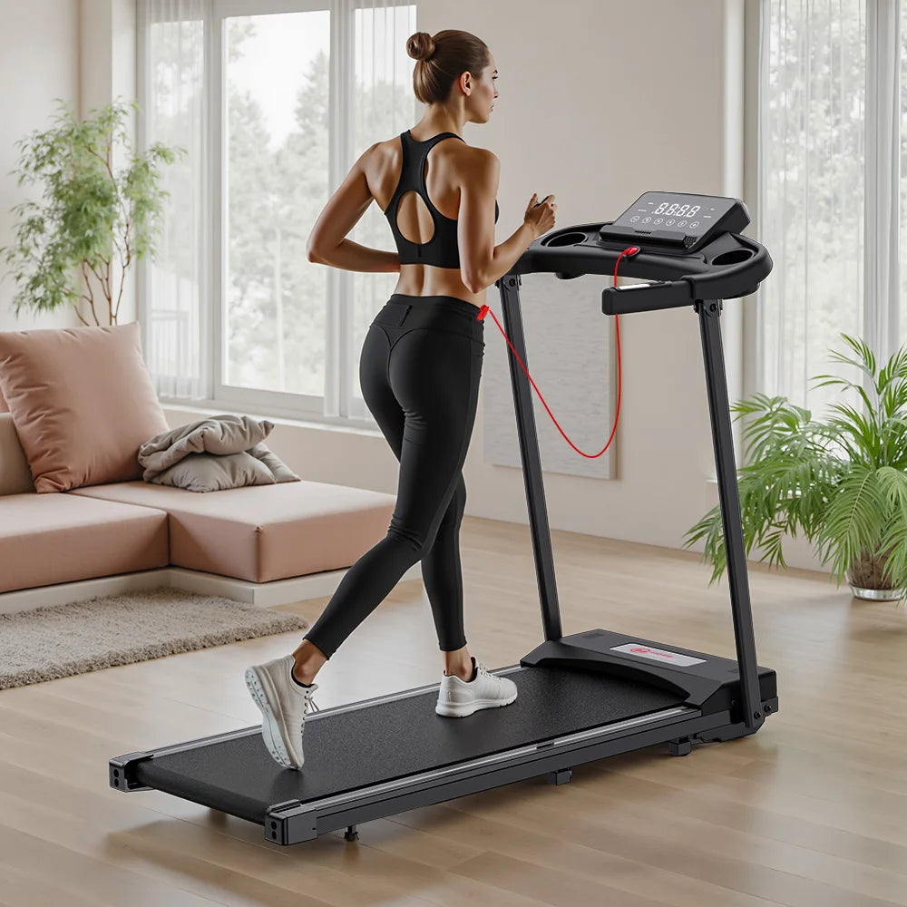Elektrische Loopband – Compacte Loopband – Opvouwbare Loopband – Fitness Loopband – Thuisloopband Zwart – 3.0HP Motor – Bluetooth Met Tablet Houder - QUORE