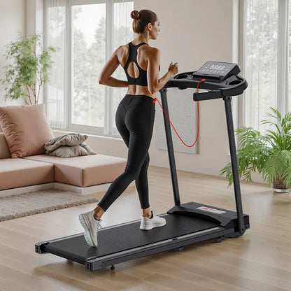 Elektrische Loopband – Compacte Loopband – Opvouwbare Loopband – Fitness Loopband – Thuisloopband Zwart – 3.0HP Motor – Bluetooth Met Tablet Houder - QUORE
