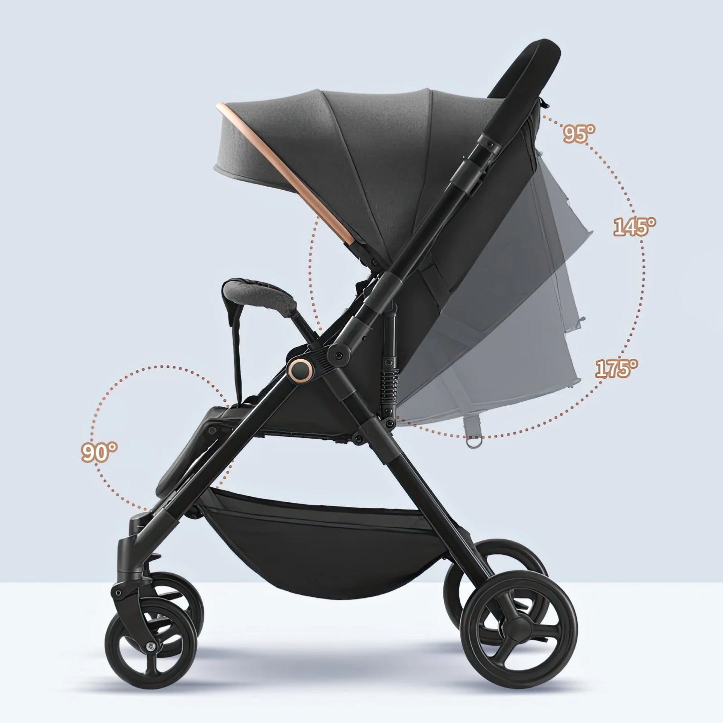 Kinderwagen – Wandelwagen - Babywagen – Inklapbaar - Compacte Baby Kinderwagen - Ultraleichte - Comfortabel - Veilig – Schokabsorptie - Zwart