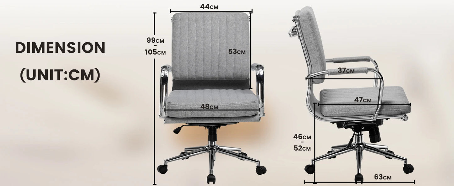 Bureaustoel – Ergonomische Bureaustoel – Werkstoel – Kantoorstoel – Stoel Met Ademend Textiel – In Hoogte Verstelbaar – Schommelbaar Tot 130° - 49 x 49 x 105 cm - Grijs - QUORE