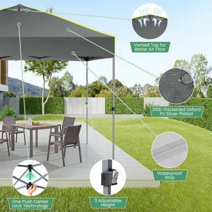 Partytent – Opzetbare Tent – Vouwtent – 3x3 Meter Partytent – Waterbestendig Oxford Doek – Verstelbare Hoogte-  Grijs - QUORE