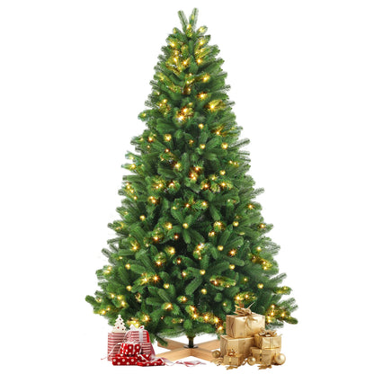 Kerstboom – Kunstkerstboom – Kunstboom – Kerstdecoratie – Feestboom – 180 cm Hoog – 250 Warm Witte LED Lampjes – Realistisch PVC + PE Met Houten Standaard - QUORE