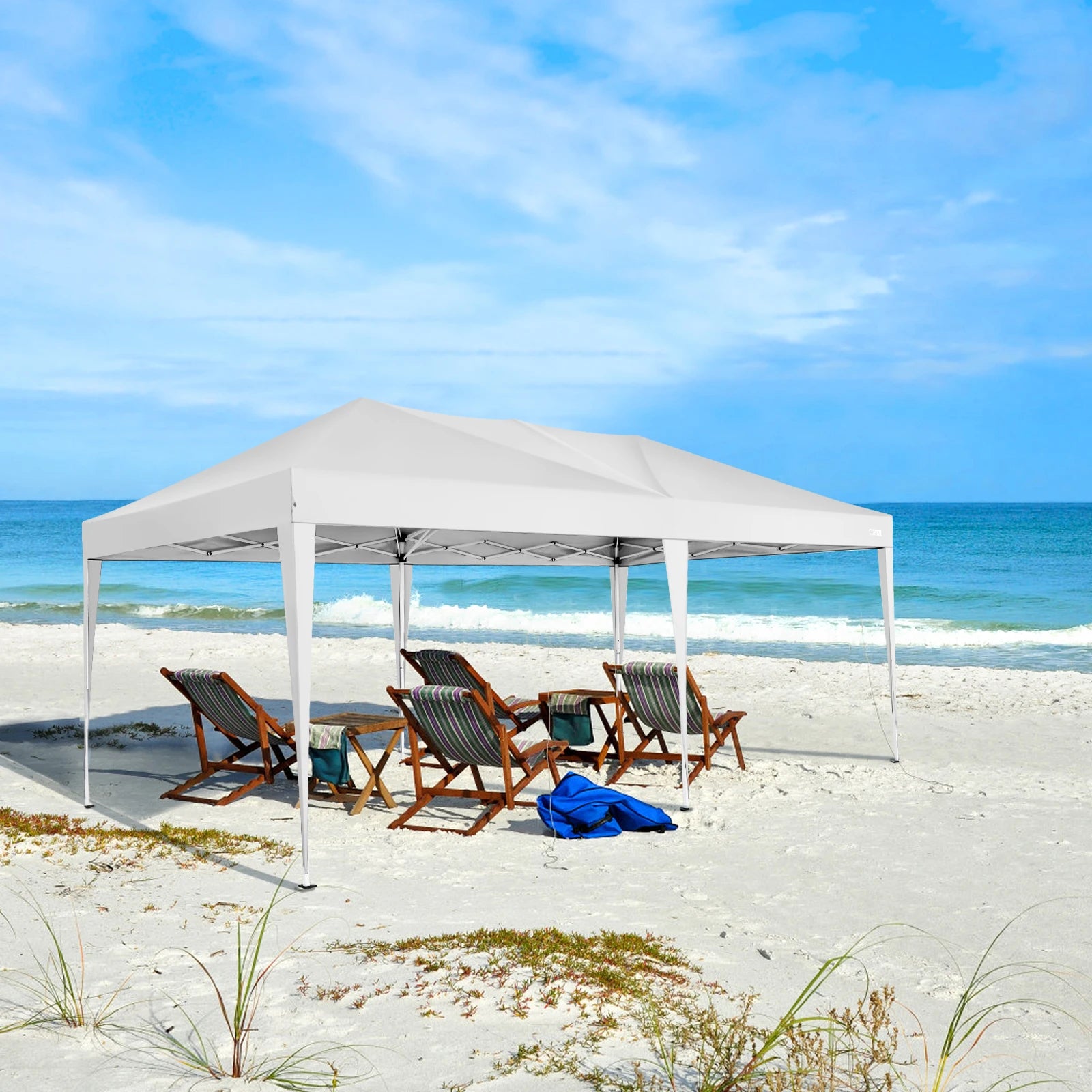 Partytent – Opvouwbaar Tuinhuisje – Buiten Tent – Schaduw Tent – 3x6 Meter – Waterdicht 210D Oxford – Verstelbare Hoogte - Wit - QUORE