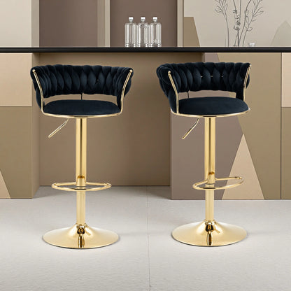 Barkruk – Barstoel – Keukenstoel – Draaistoel – Zithoogte Verstelbaar – Velvet Bekleding – Metalen Frame