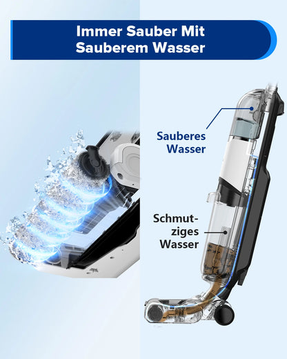 Draadloze Stofzuiger – 3-in-1 Schoonmaker – Stofzuiger Met Watertank – Nat en Droog Stofzuiger – Lichtgewicht – 40 Minuten Batterijduur - 150W - 2600mAh