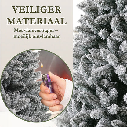 Witte Kunstkerstboom – Kunstkerstboom – Nephboom – Kerstboom Met Sneeuweffect – Winterboom – 210 cm Hoog – 100% PVC Met 1381 Takpunten & Metalen Standaard