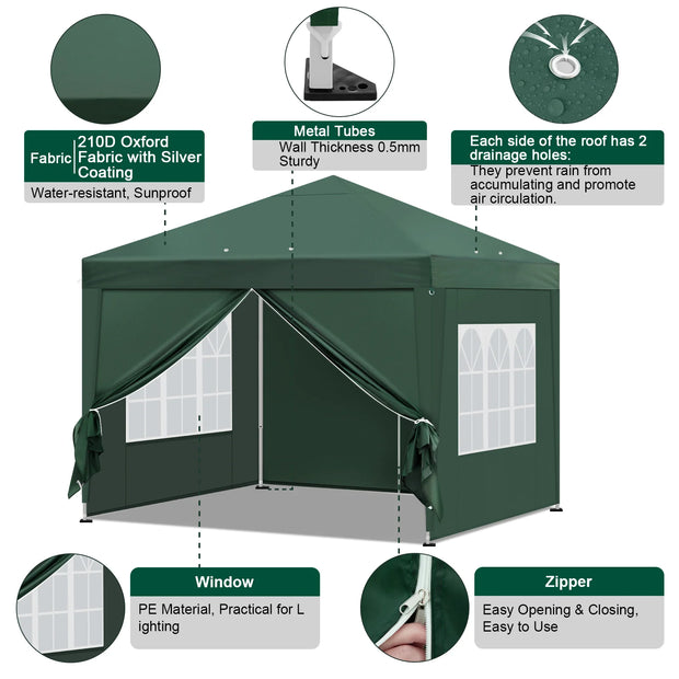 Pop-up Tuinhuisje - Partytent - Partytent Opvouwbaar - Easy up Partytent - Pop up Partytent - 3x3m - Winterproof - Opvouwbaar - Blauw