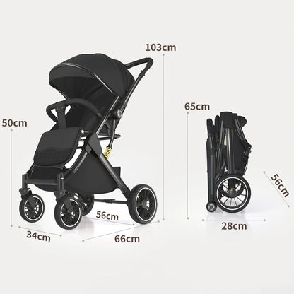 Kinderwagen - Babywagen - Wandelwagen - Opvouwbaar - Lichtgewicht Reisbuggy - Hoog Landscape Ontwerp - Schokabsorberende Kinderwagen - Grijs