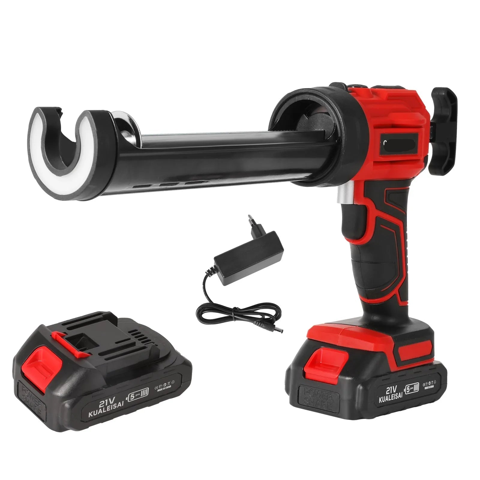 Elektrisch Kitpistool - Accu Kitspuit - Lijmpistool - 4 Snelheden - 18V - voor Deuren - Ramen - Meerdere Toepassingen - Langdurige Batterijduur - 1 Accu - Rood - QUORE