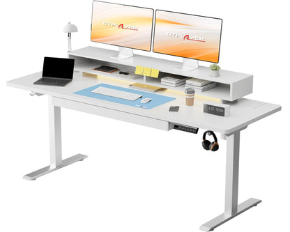 Elektrisch Zit-Sta Bureau – Verstelbaar Bureau – Bureaumeubel – Staand Bureau – Laptoptafel – 120x60 cm – 3 Hoogtegeheugen Wit