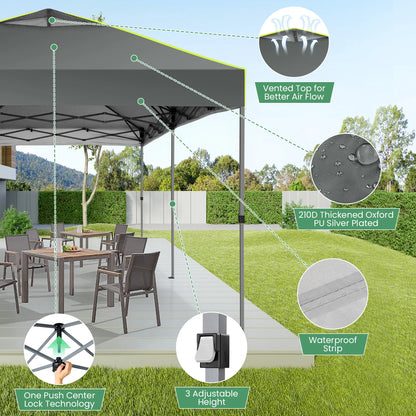 Tuinpaviljoen – Partytent – Prijstent – Inklapbare Feesttent – Tuinkamer – Overkapping – Waterdicht 210D Oxford Materiaal – UPF 50+ UV Bescherming - 3x6m - Grijs - QUORE
