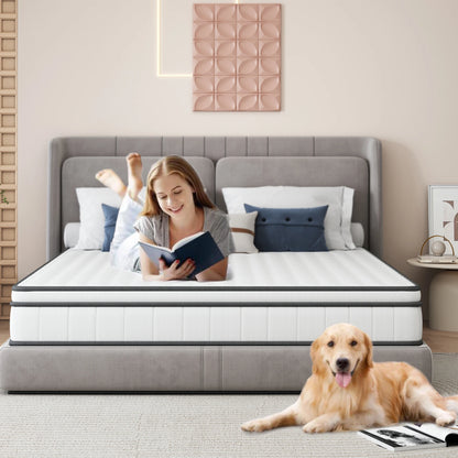 Tweepersoonsbed – Bed – Slaapbed – Opbergbed – Hoogslaper – Fluwelen Bekleding – 3 Opberglades – USB Oplaadpunten – 140x200 cm – Beige