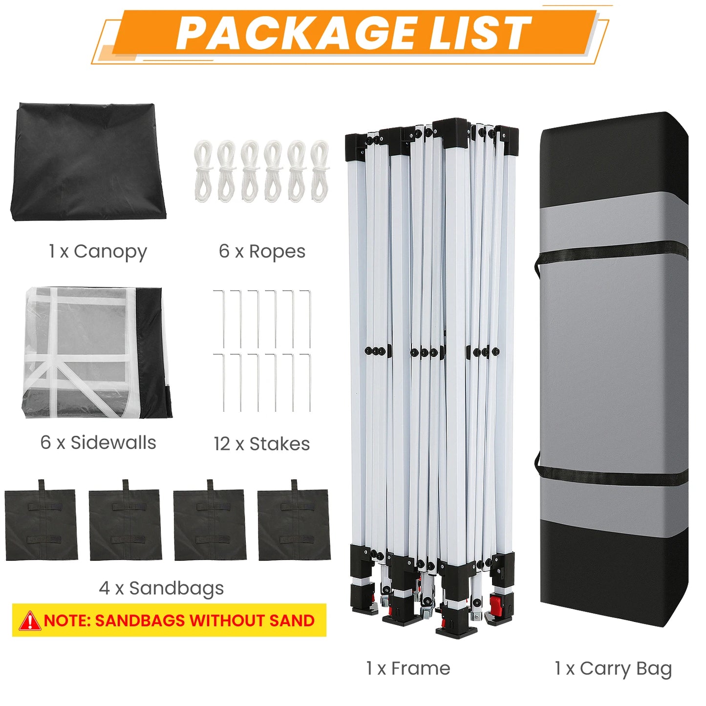 Pop-Up Partytent – Partytent – Evenemententent – Tuinentent – Markttent – Waterdicht Oxford Doek – Stevig Stalen Frame - Khaki - QUORE