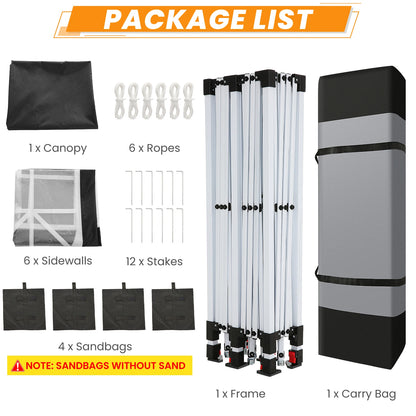 Pop-Up Partytent – Partytent – Evenemententent – Tuinentent – Markttent – Waterdicht Oxford Doek – Stevig Stalen Frame - Wit - QUORE