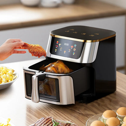 Heteluchtfriteuse – Airfryer - Airfryer Oven - 8L - 1400W - Airfryer Zonder Olie - LED Touchscreen - Kijkvenster - RVS - Hoge Temperatuur - Zwart