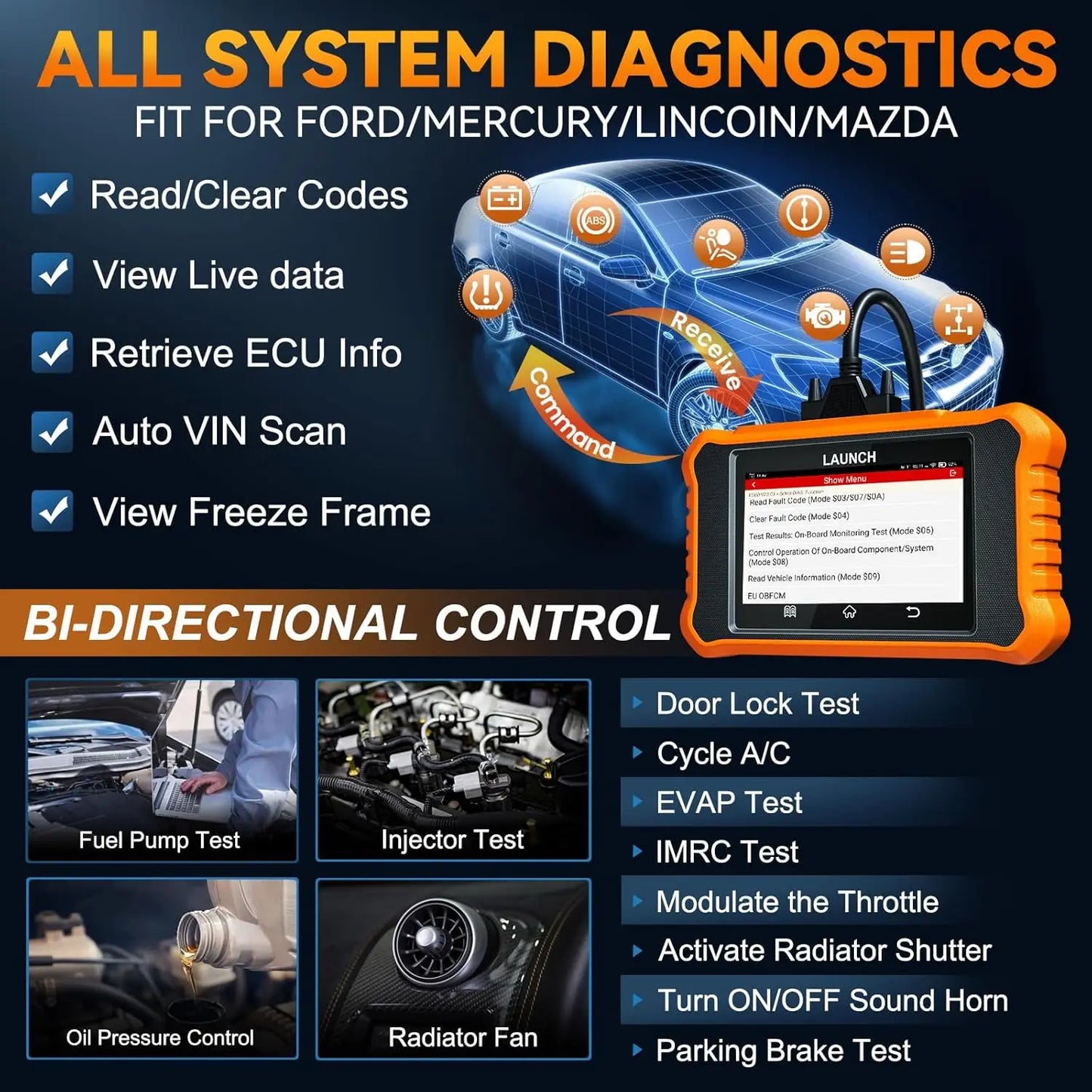 OBD2 Scanner – Diagnosetool – Foutcode Scanner – Auto Diagnostic Tool – Autoscanner – Bidirectionele Besturing – Levenslange Gratis Updates