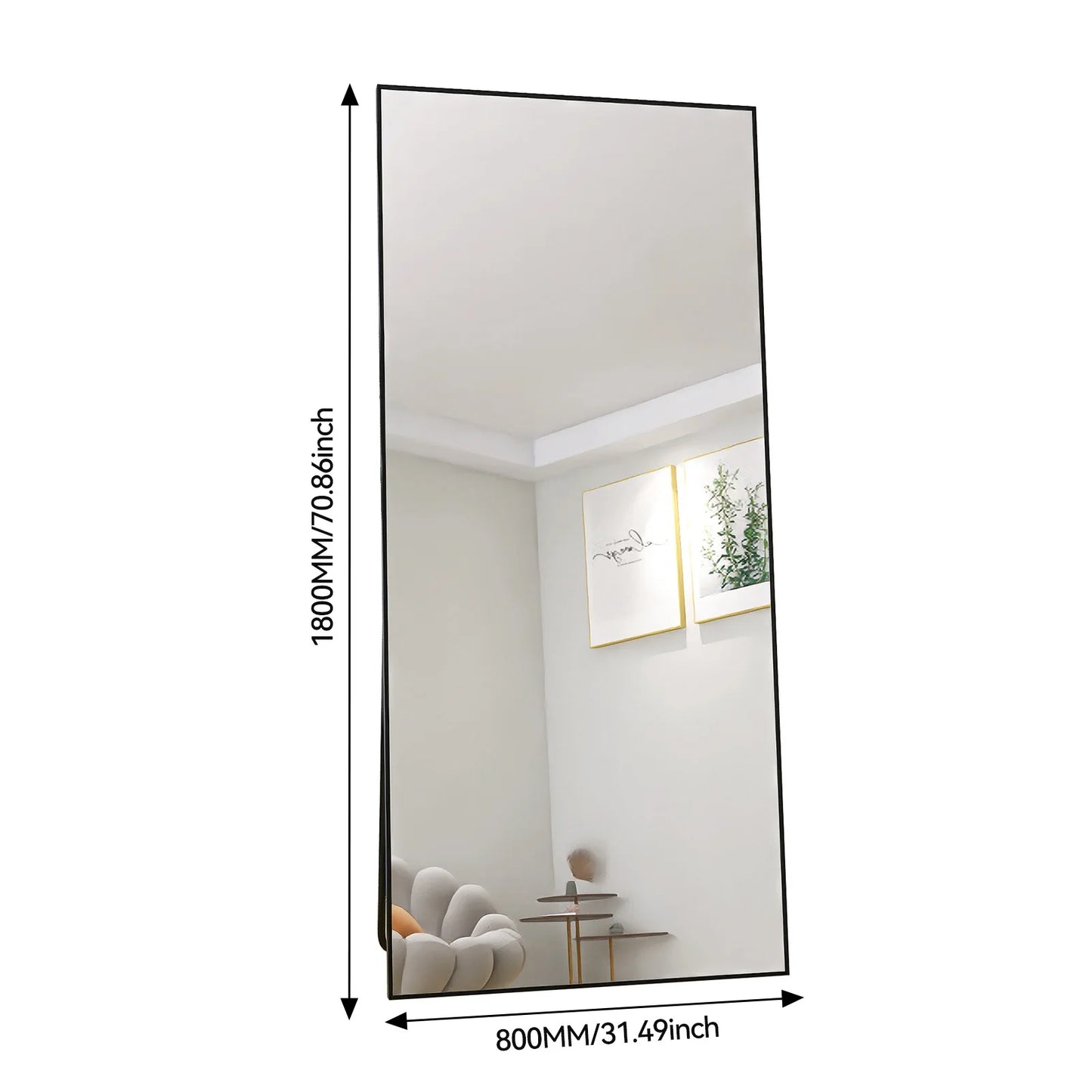 Lange Spiegel – Passpiegel – Wandspiegel – Staande Spiegel – Hangspiegel – Gehard Glas – Aluminium Frame – 180x80 cm – Veilig & Duurzaam