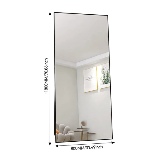 Lange Spiegel – Passpiegel – Wandspiegel – Staande Spiegel – Hangspiegel – Gehard Glas – Aluminium Frame – 180x80 cm – Veilig & Duurzaam