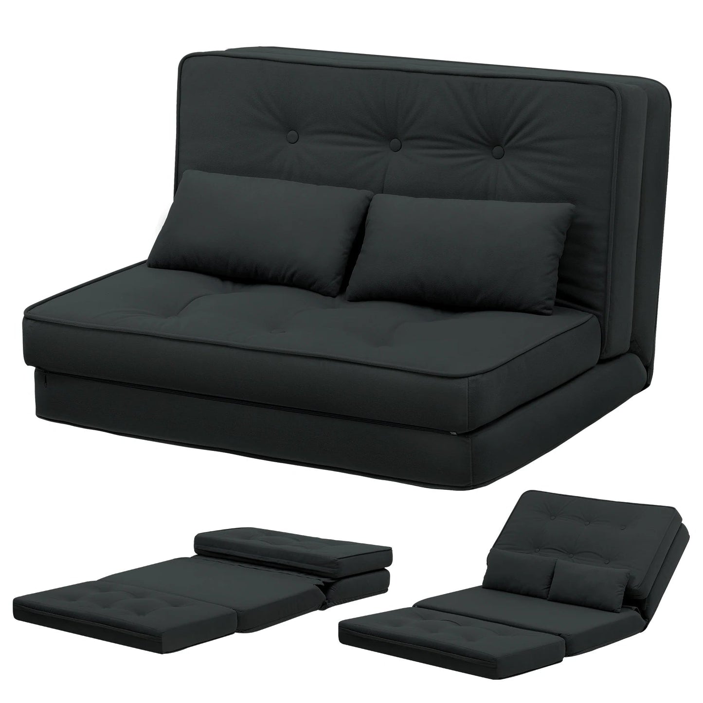 Slaapbank – Bedbank – Sofa Bed – Logeerbed – Zetelbed – 2-Persoons – 6-Standen Verstelbare Rugleuning – Ademend Linnen Materiaal - QUORE