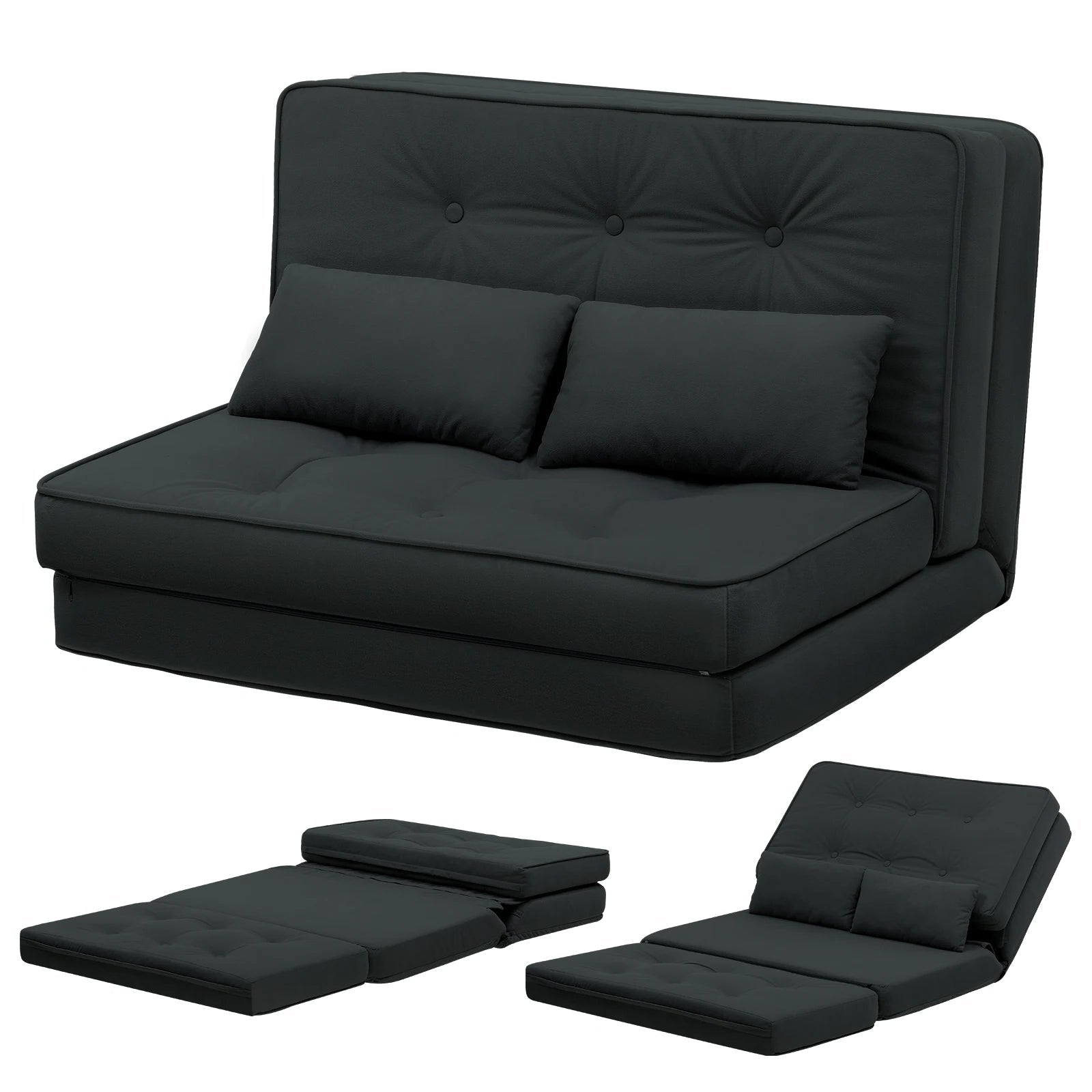 Slaapbank – Bedbank – Sofa Bed – Logeerbed – Zetelbed – 2-Persoons – 6-Standen Verstelbare Rugleuning – Ademend Linnen Materiaal - QUORE