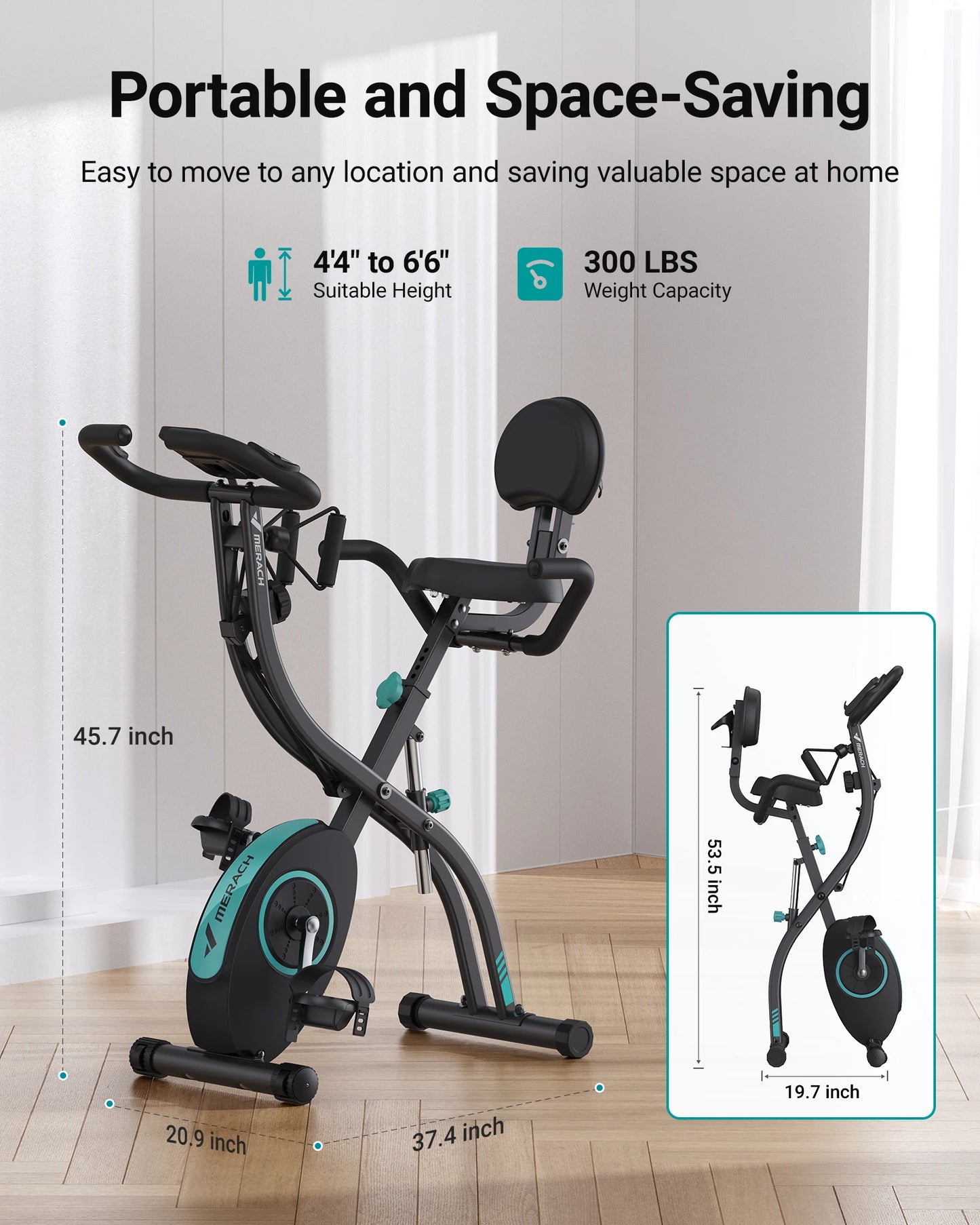 4-in-1 Hometrainer – Fitnessfiets – Ergometer – Stationaire Fiets – Opvouwbare Fiets – 16 Niveau’s Magnetische Weerstand – LCD Display Met Hartslagmeter