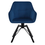 Chair - Dining Chair - Swivel Dining Chair - Ergonomic - Dining Chair with Armrests - Comfortable - Upholstered Kitchen Chair - Velvet Seat - 360° Rotation - Modern Design - 58.5x54.5x82.5cm - Blue Velvet