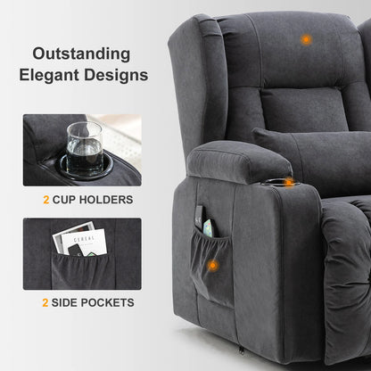Sta op stoel – Relaxfauteuil – Massagefauteuil – Elektrische stoel – TV stoel – Flanellen bekleding – Verstelbare rugleuning 45° tot 160°