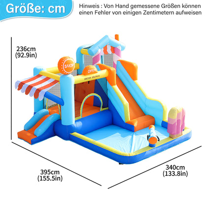 Opblaasbaar Speelparadijs – Waterglijbaan – Klimwand – Trampoline – Speeltuin – Dubbele Glijbanen – Duurzaam Oxford-Stof