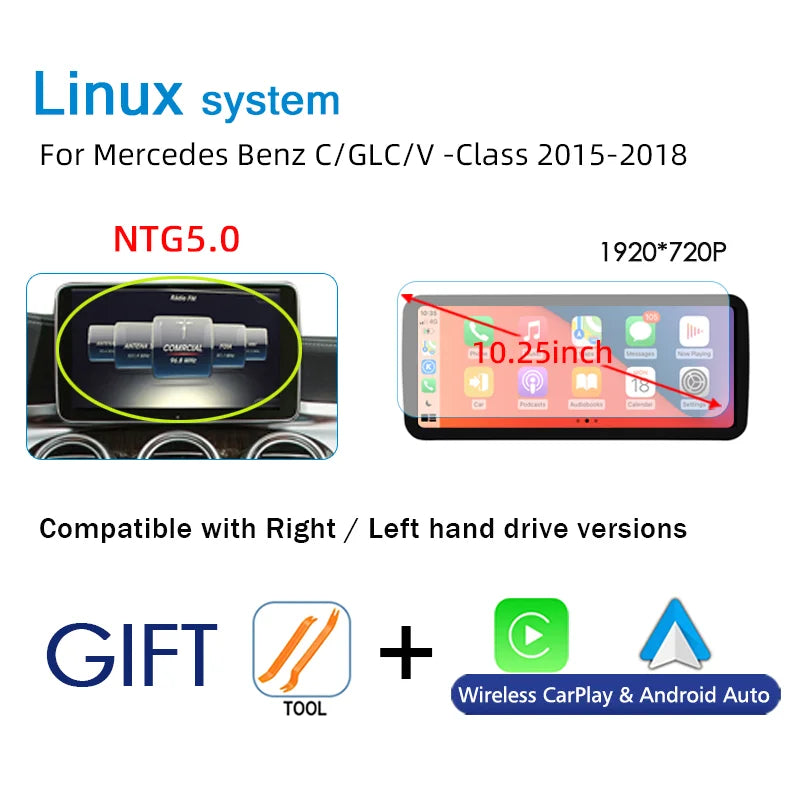 Carplay Module – Carplay Dongle – Draadloze Carplay Adapter – Multimedia Speler – Navigatiesysteem – 10,25 Inch Touchscreen – Wireless Carplay & Android Auto