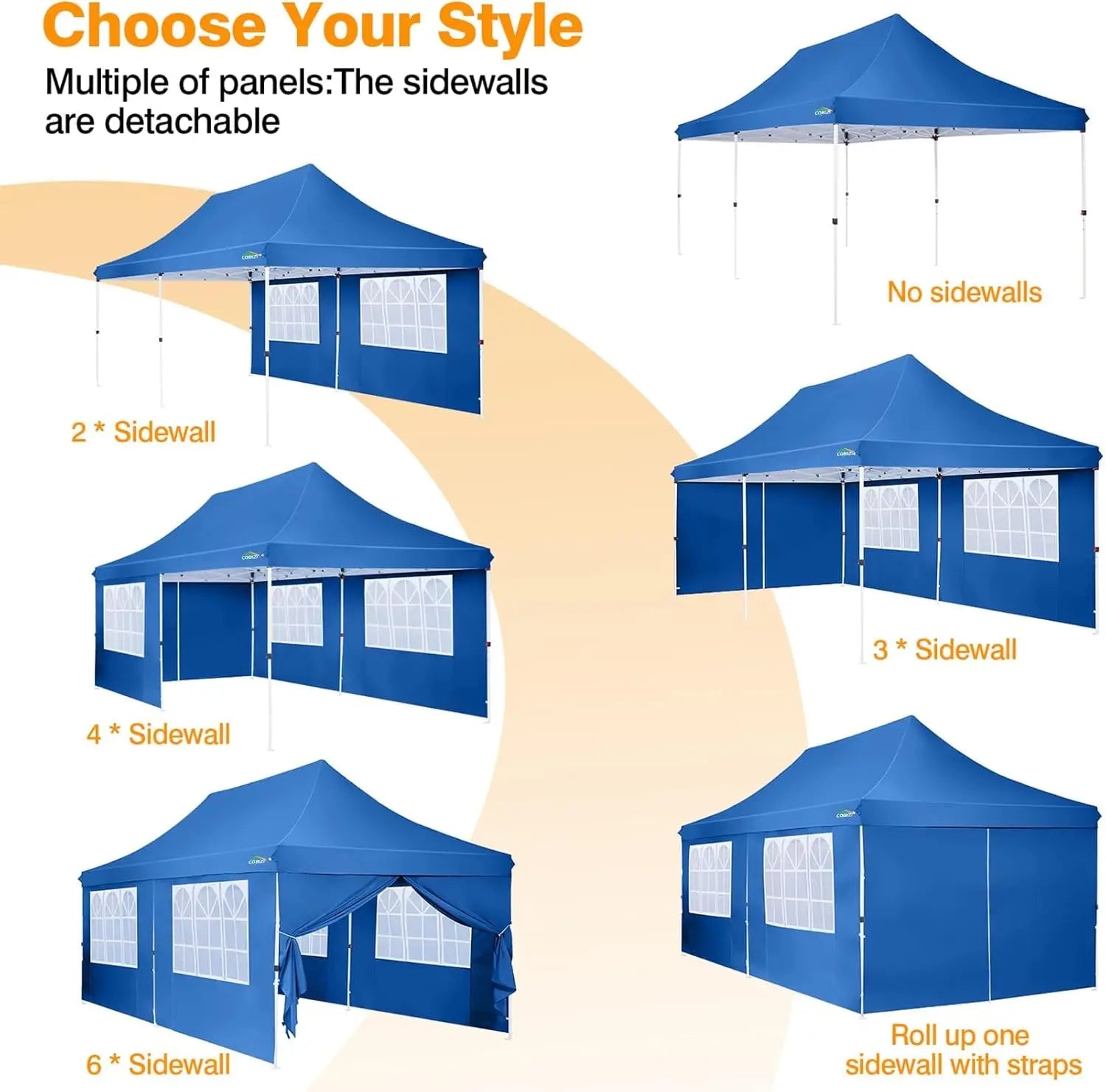 Gevouwen Gazebo – Overkapping – Tuentent – Partytent – 3x6 Meter – Waterdicht Oxford – Verstelbare Hoogte - Blauw - QUORE