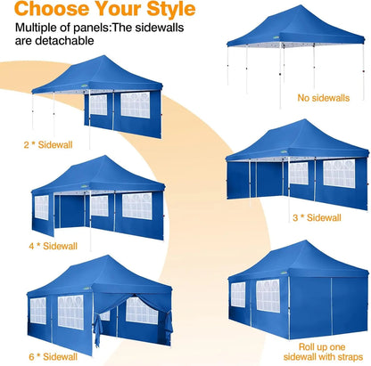 Gevouwen Gazebo – Overkapping – Tuentent – Partytent – 3x6 Meter – Waterdicht Oxford – Verstelbare Hoogte - Marineblauw - QUORE