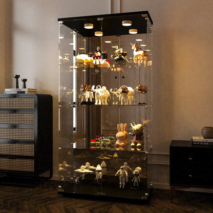 Vitrinekast – Glazen Kast – Vitrine – Opbergkast – Boekenkast – Wit – 4 Glazen Planken – 8 Opbergvakken
