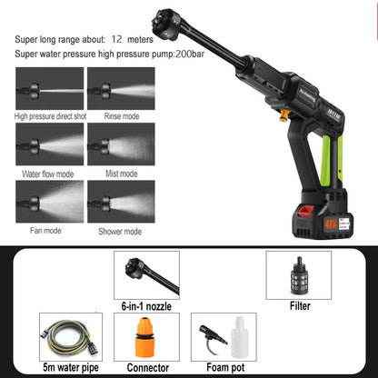 Hogedrukreiniger - Accu - Draadloze - 1000W - 100Bar - 30000mAh - Krachtige Waspistool - 6-in-1 Nozzle - Voor Auto en Thuisgebruik - Zonder Accu