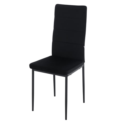 Chair - Dining room chairs - Dining room chairs set of 4 - Modern dining room chair with high backrest - Velvet chair - 150kg - Black leather