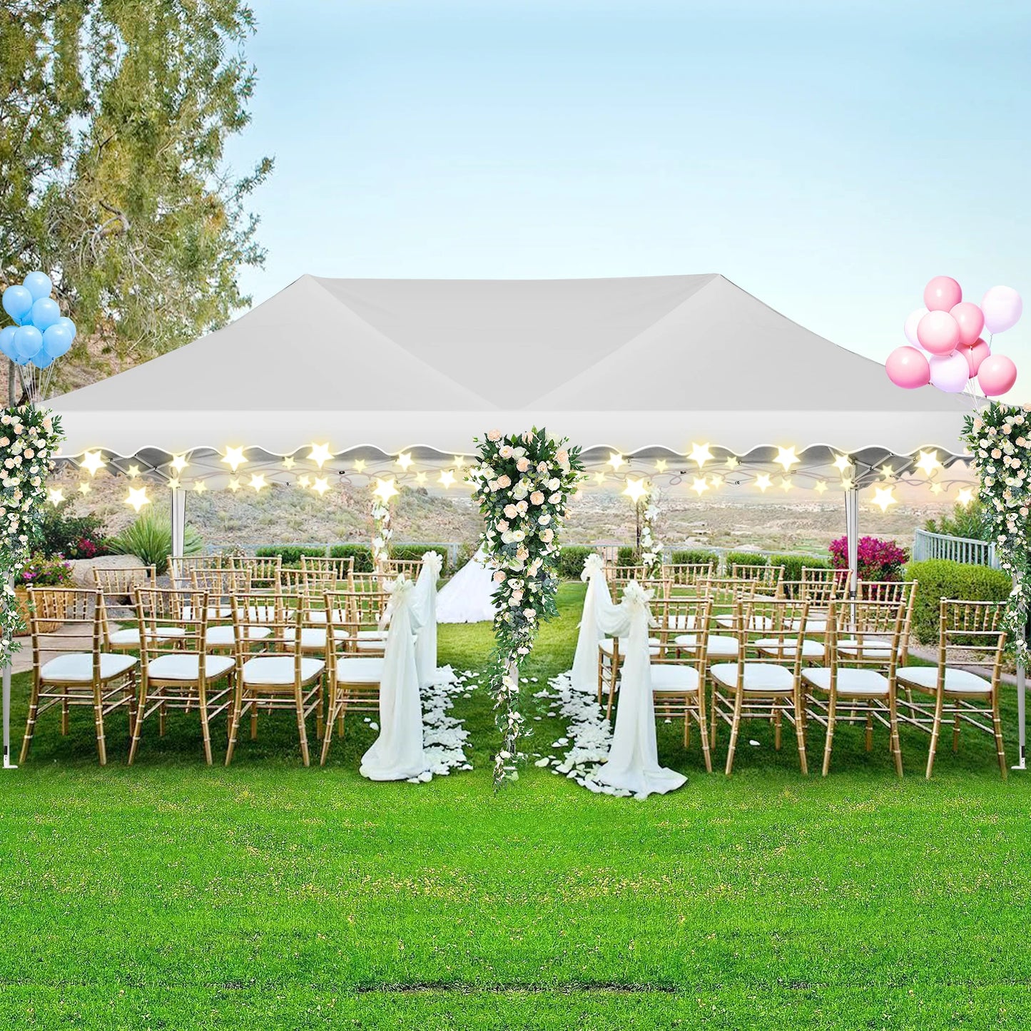 Partytent – Tuinpaviljoen – Evenemententent – Overkapping – 3x6 Meter – Staalframe – Waterdicht Met Zijwanden - Wit