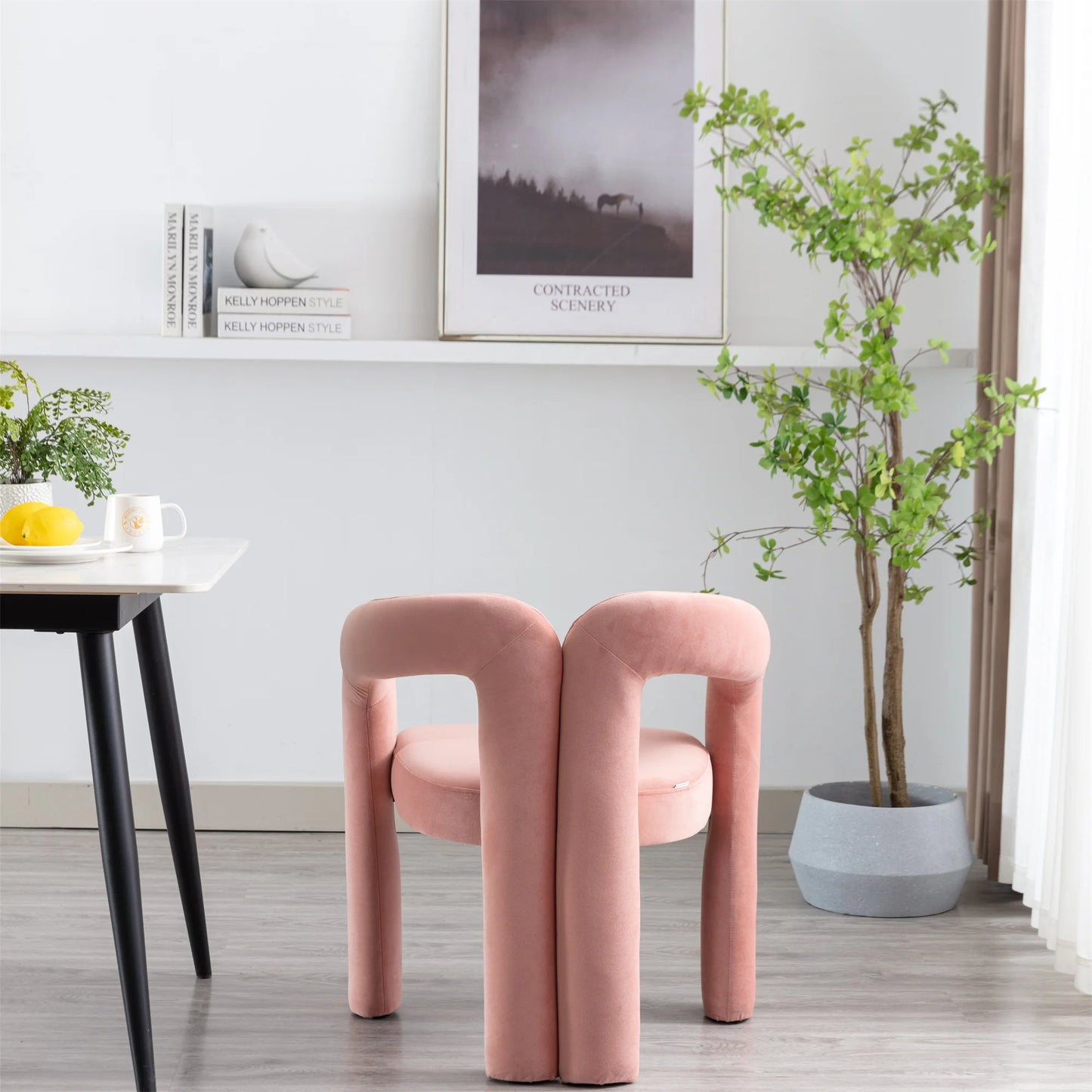 Eetkamerstoelen – Gestoffeerde Stoelen – Velvet Stoelen – Houten Stoelen – Comfortabele Zitting – Maximaal 150 Kg Draagvermogen - Roze