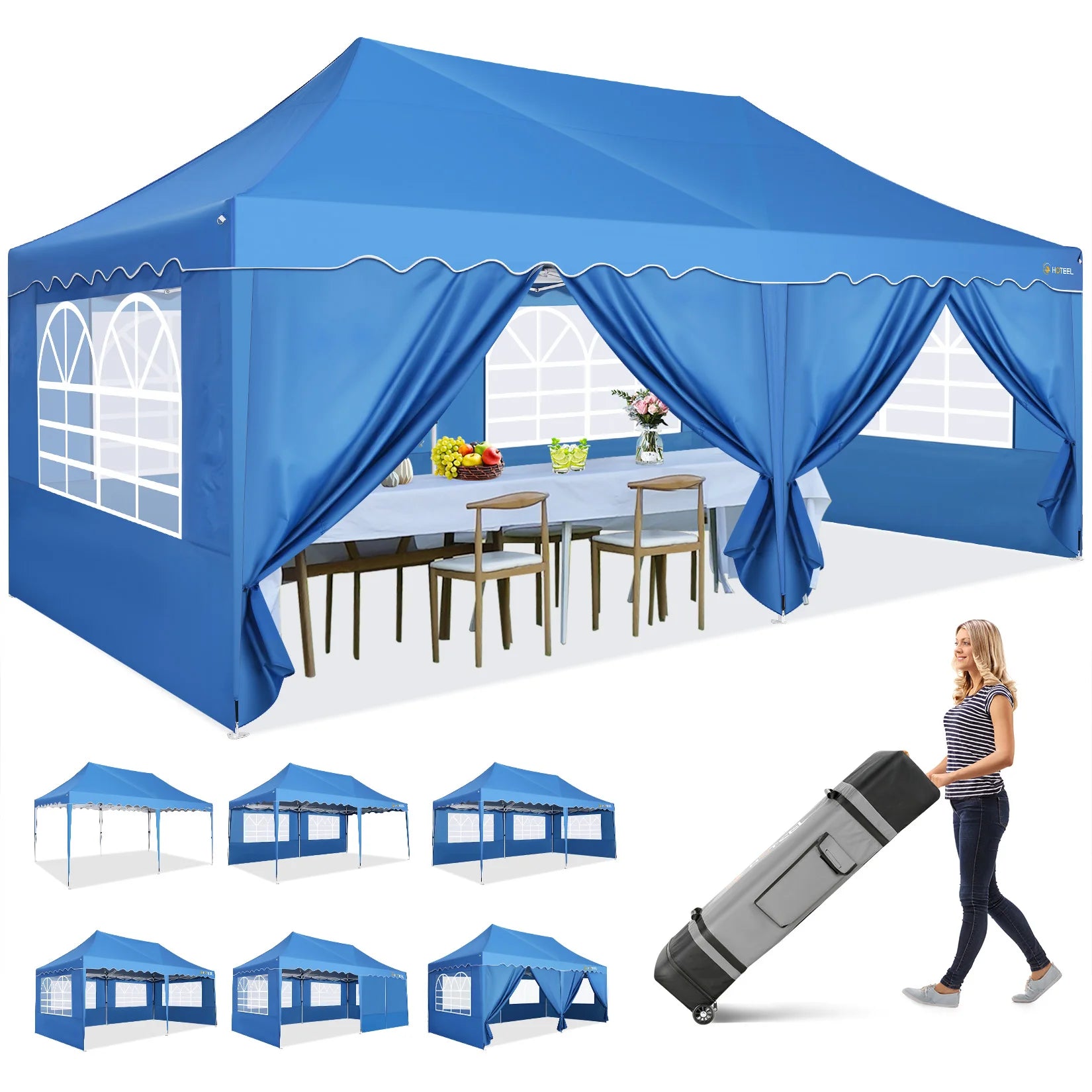 Partytent – Tent – Overkapping – Tuin Tent – 3x6 Meter – Waterdicht – UPF 50+ Bescherming - Blauw - QUORE