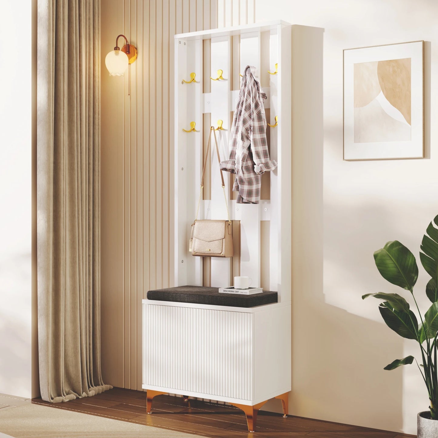 Kledingkast – Garderobekast – Opbergkast – Halmeubel – Push-To-Open Deuren – Verstelbare Planken – Soft-Close Scharnieren - 60.5 x 180.5 x35.2 cm - Wit