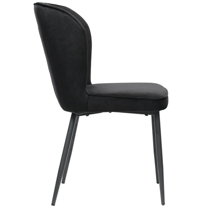 Eetkamerstoel – Set van 2 - Stoel Voor Eetkamer – Bureaustoel – Extra Zitplaats – Metalen Frame – Fluwelen Bekleding – Hoge Dichtheid Schuim - Zwart